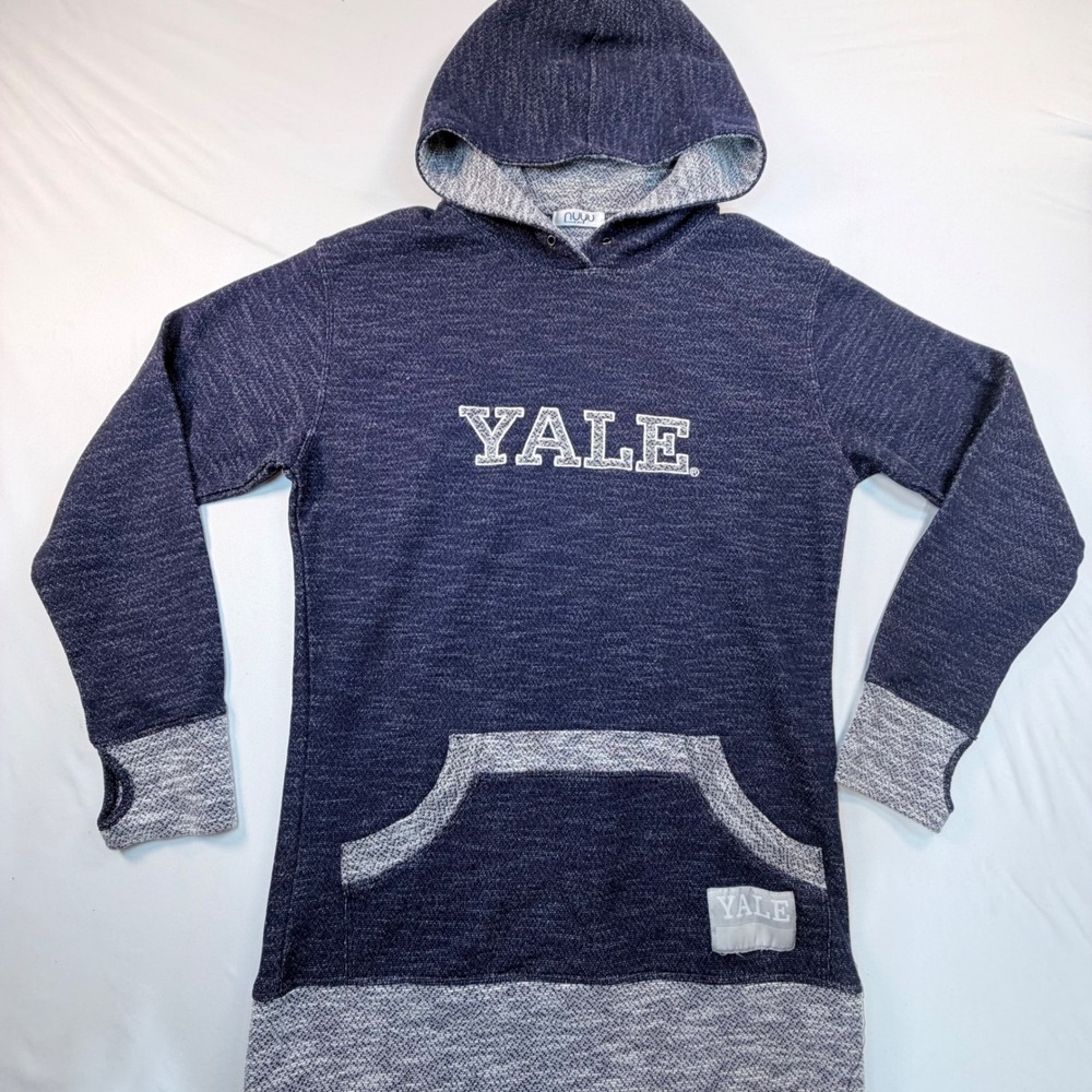 Yale University NVU Women's S Blue Marled Hoodie Thumbhole Pullover Sweatshirt